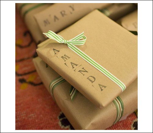 Hand Stamped Christmas Wrap Ideas