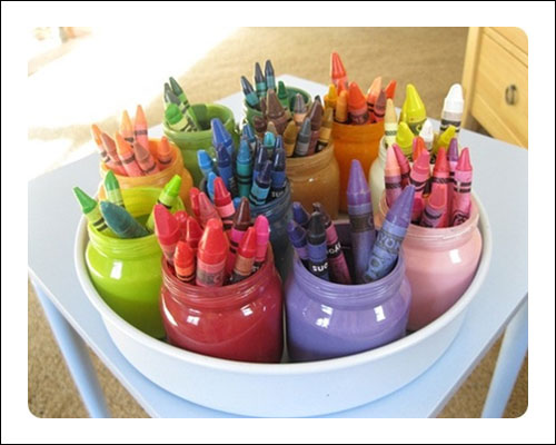 Recycled Jar Crayon Storage - Babybites.co.nz