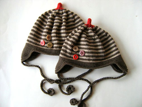 Handmade woolly baby hats