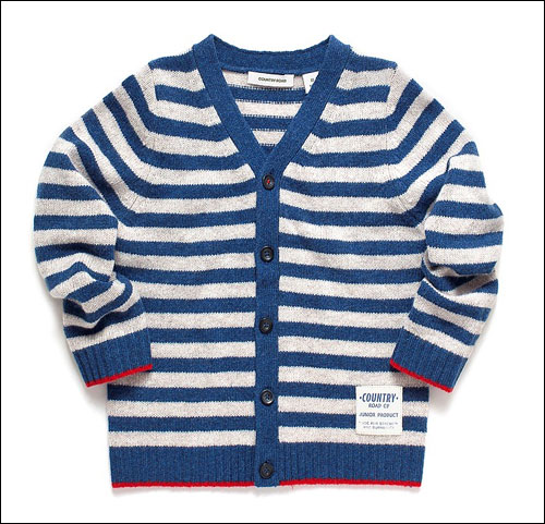 Stripy Boys Cardigan in Blue