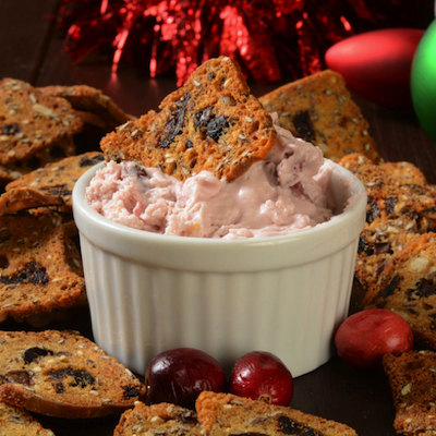 Cranberry cheese dip and crackers