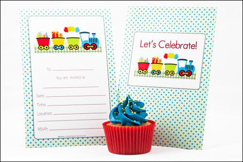 Train Fill-in Party Invitations